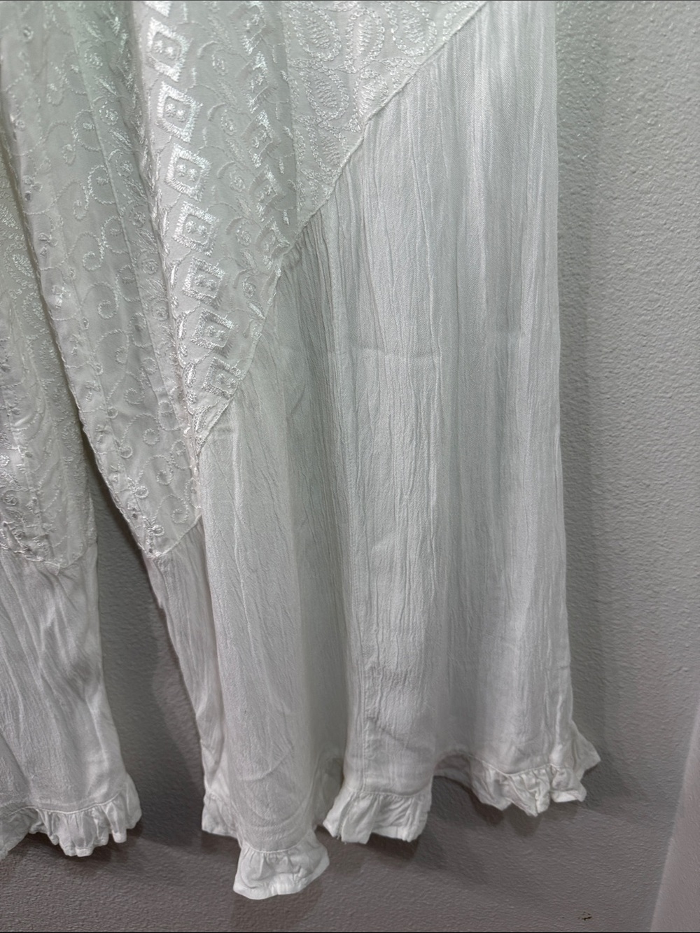 Young Threads White Embroidered Wide Leg Pants | Boho Cottagecore Resort XLG - Picture 3 of 8